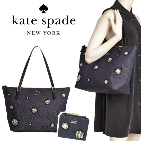 Kate Spade Navy Embellished Tote Bag - Picture 2 of 16